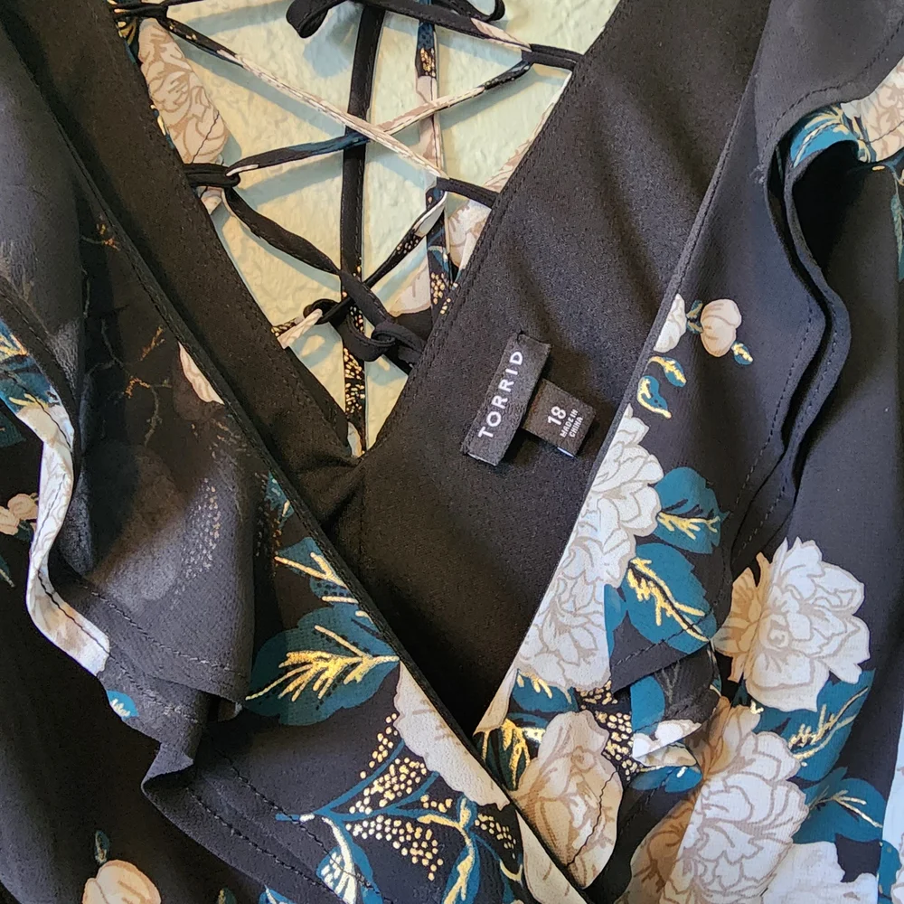 Torrid 18 2X Floral Chiffon Skater Dress - Picture 6 of 9